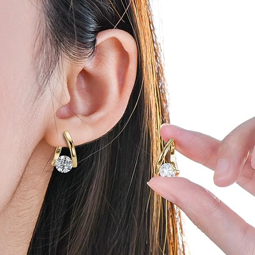 Vista 2 de Lymphatic Earrings for Women Halolux Histone Lymphvity Germanium Drainage Earrings Magnetotherapy Rhinestone Hoop Earrings Jewelry Gifts