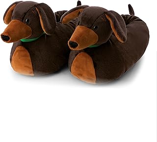 NICI Dachshund Slippers Size 40-43 (L) - Brown - Warm Cuddly Toy Slippers Made of Plush for Children and Adults, Animal Shoes with Non-Slip Sole, Slippers | 62361