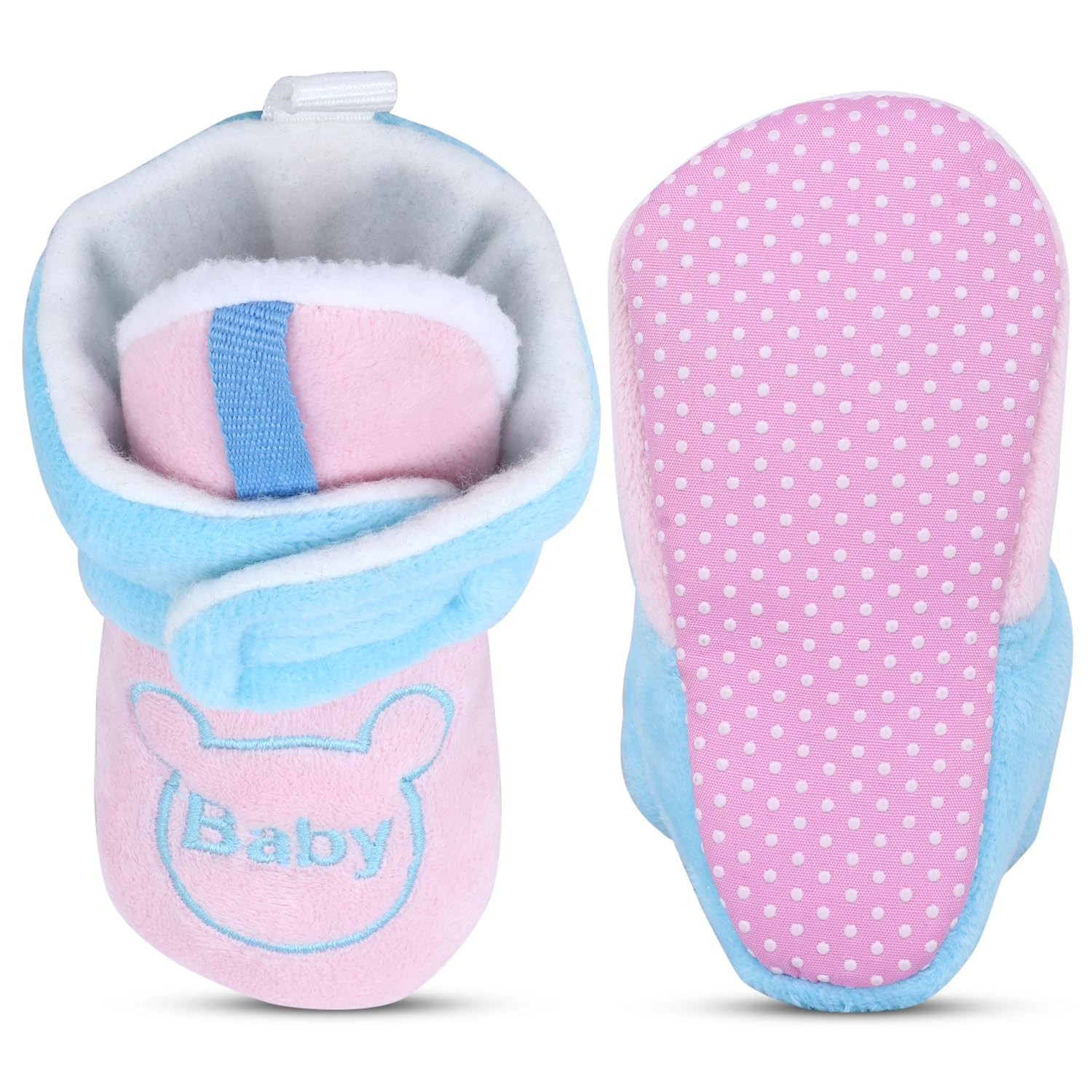 Star Fish Baby Boys & Girls 3 TO 6 Months Skin Friendly Comfortable Baby printed Booties (Pink-1123) 3