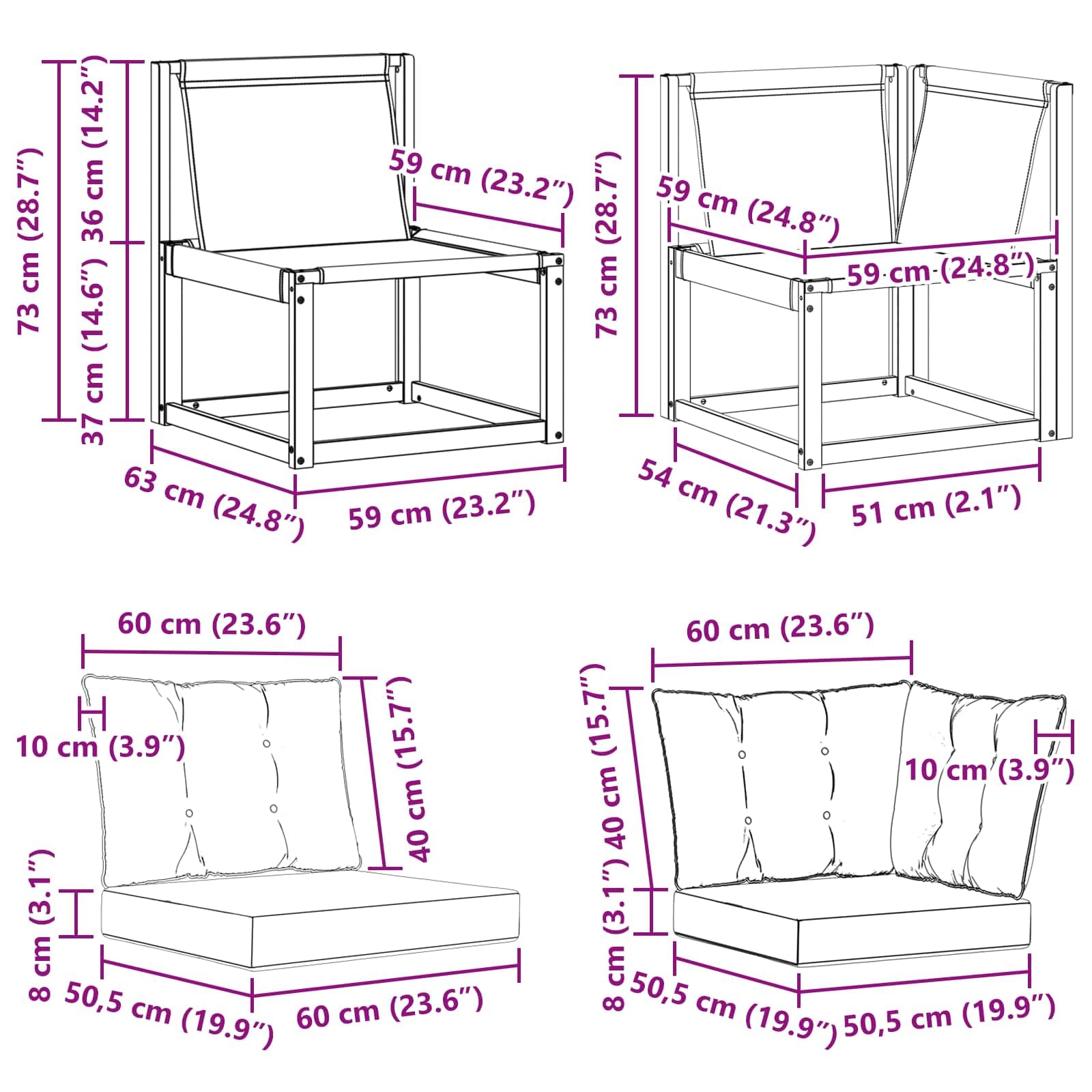 Divano centrale e angolare per esterni, 3 pezzi, bianco, resistente alle intemperie, in legno di acacia massiccio, set modulare per balcone, terrazza e veranda