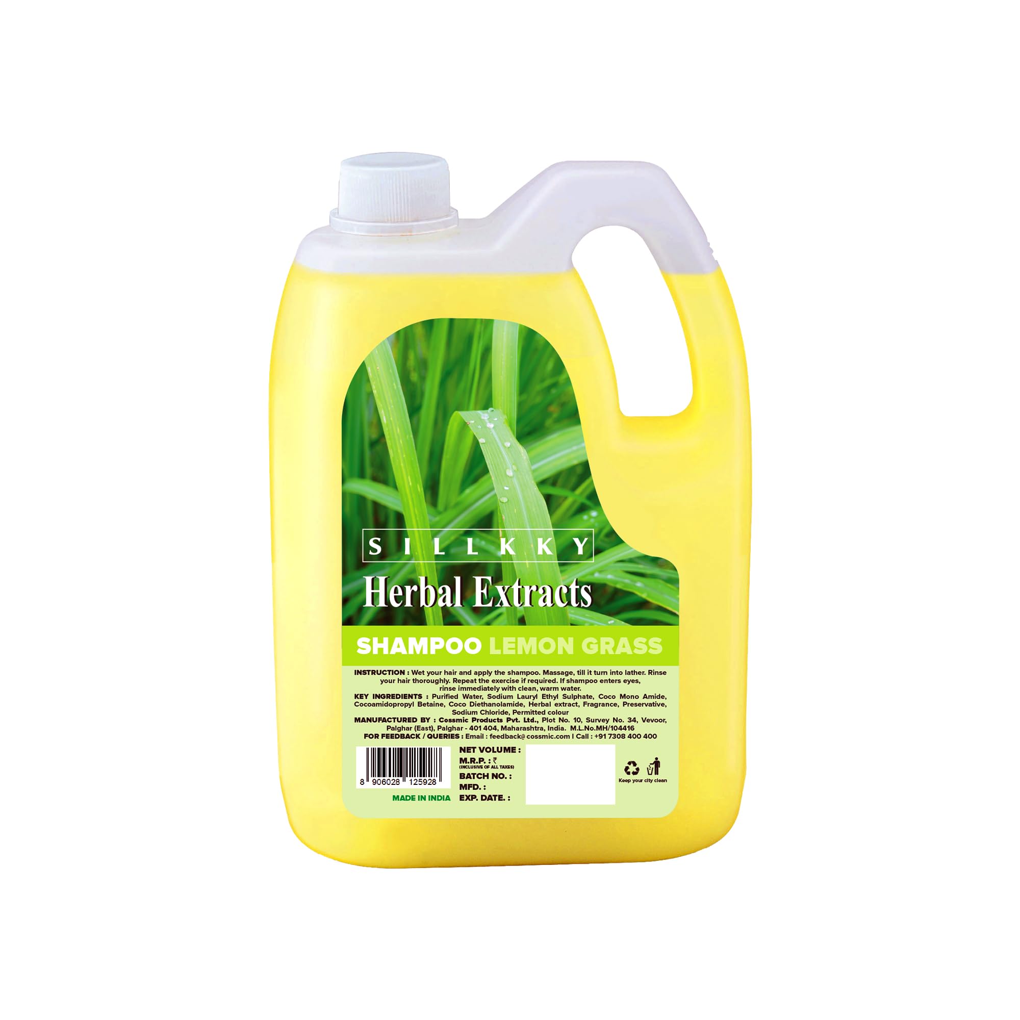 Herbal Extracts Hair Shampoo Lemongrass - 5L Refill Can | Botanical Shine Complex | Healthy & Shiny Hair | Replenishing Formula