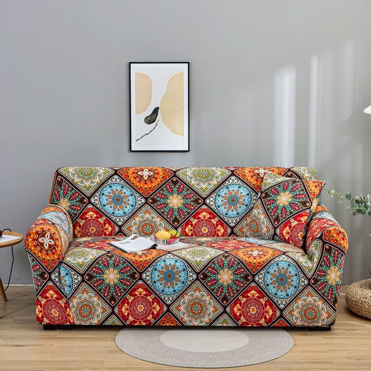 Sswh K Sofa Cover 1/2/3/4 Seater Super Soft Covers High Stretch Sofa Slipcover Printed Pattern Sofa Covers Universal Sofa Slipcover All-Inclusive Sofa Slipcover For D(Size:4 Seater(235-300Cm),Color:k)