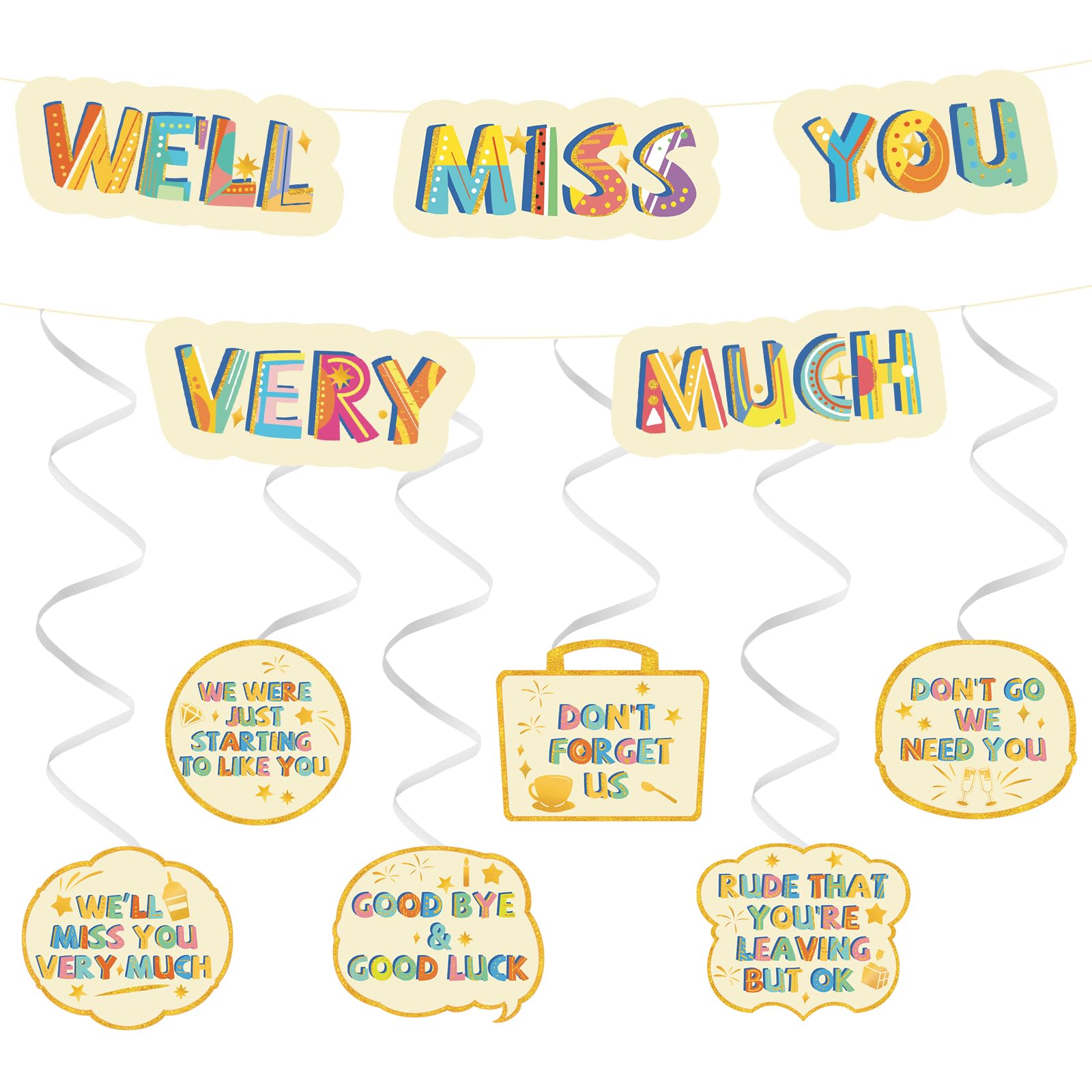 HOMANGA Farewell Party Decorations, Going Away Party Supplies Kit, We’ll Miss You Very Much Decorations, Great for Retirement Job Change Coworker Leaving Party （Beige）