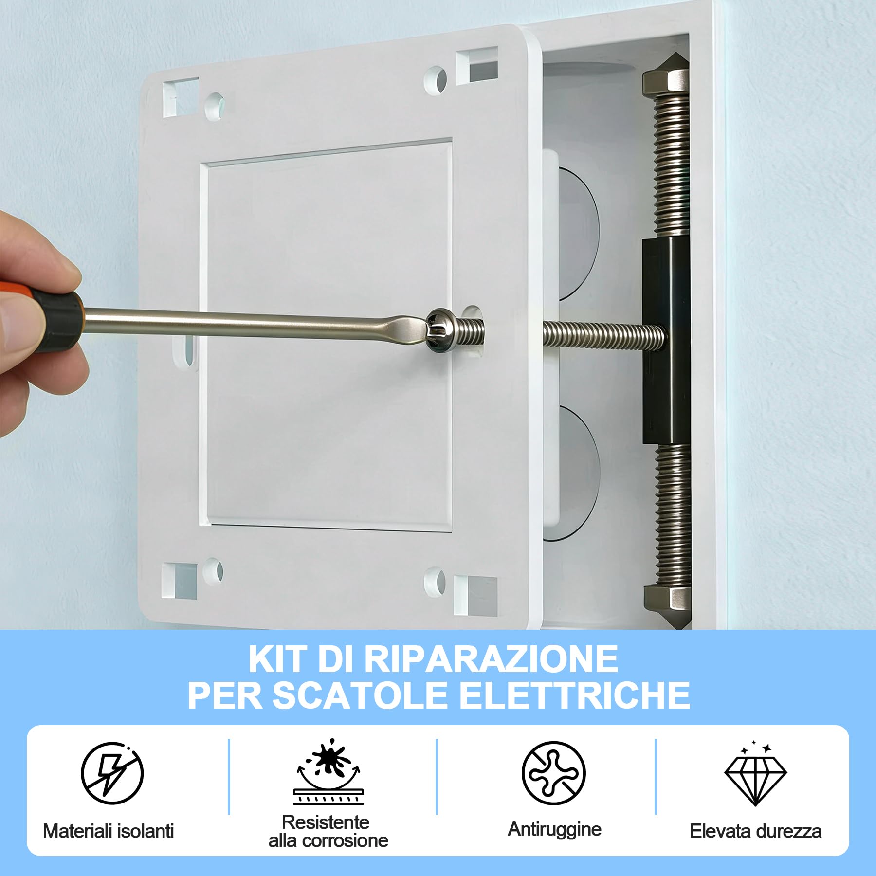 10 Set Riparazione Scatola Elettrica Tipo 118 – Asta di Supporto per Cassetta di Derivazione Esterna, Accessori per Elettricista, Kit Ripristino Scatole e Parti Elettriche