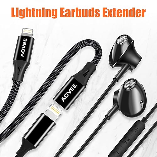 Miniatura 11 de AGVEE Paquete de 2 cables de extensión Lightning de 3.3 pies, extensión trenzada hembra a macho, cable de función completa compatible con iPhone