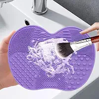 Tapete de limpeza de pincel de maquiagem, almofada de limpeza de escova de silicone, almofada de limpeza de escova para escova, esponja, pó de pó (roxo)