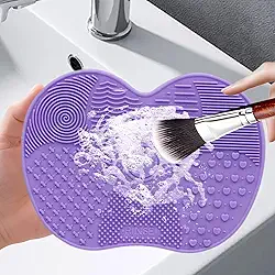 Tapete de limpeza de pincel de maquiagem, almofada de limpeza de escova de silicone, almofada de limpeza de escova para escova, esponja, pó de pó (roxo)