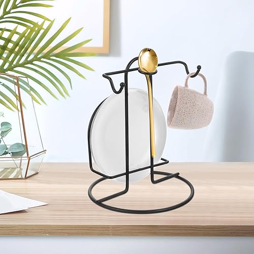 Miniatura 7 de CALLARON Soporte para taza de café, soporte de exhibición de platillos de taza de café, soporte para colgar tazas de té con organizador de platillos