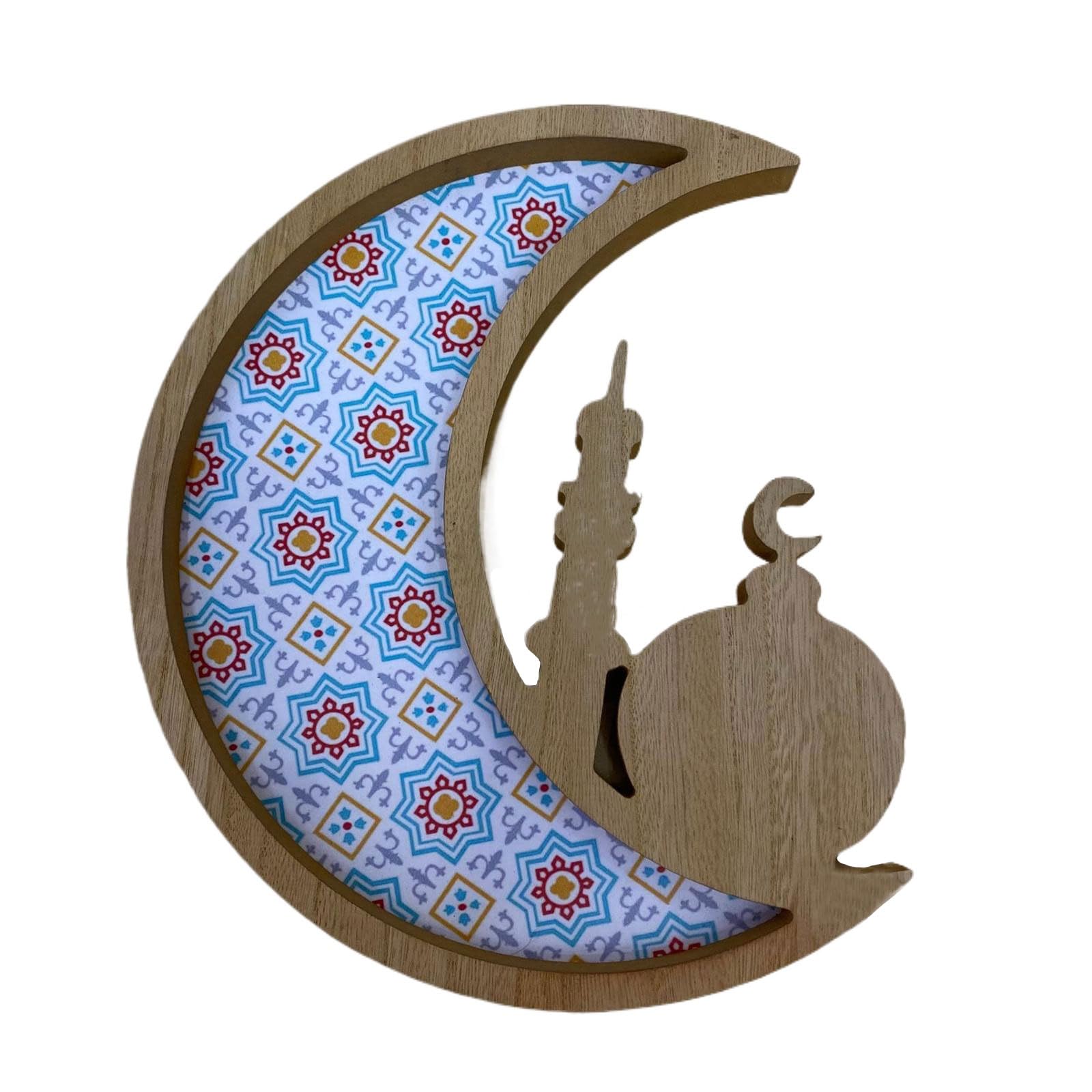 carotoe Tray Festival Table Decors Party Serving Plate for Eid Serving and Eid Decorations Enhancing Festival Atmospheres Wood Tray