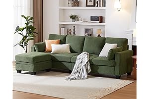 Luxurious Green Corduroy Convertible Sectional Sofa with Storage Ottoman