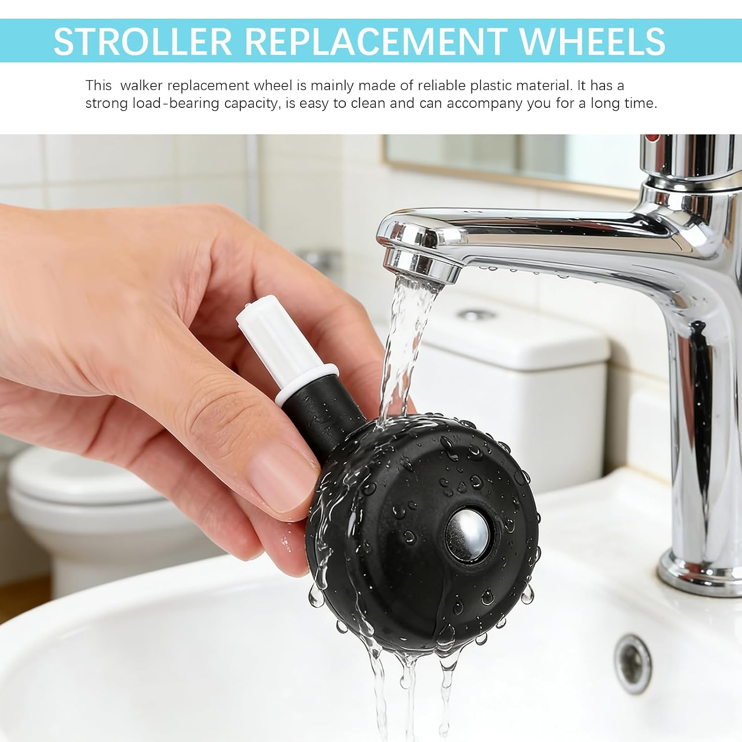 4Pcs Baby Walker Replacement Wheels, Universal Stem Casters image 5