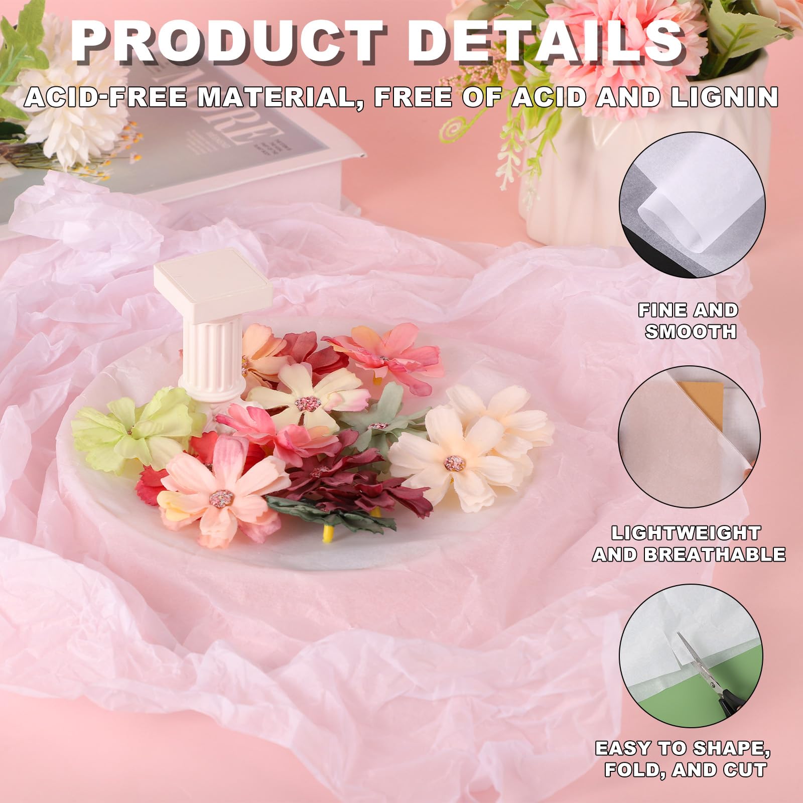 100 Sheets Acid-Free Tissue Paper, 20x13.7in/50x35cm Acid-Free Archival Tissue White Glassine Bag Bulk Packing Paper for Storage Wrapping and Protecting Clothing Linen Gifts - Image 3