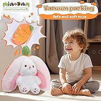 Vista 5 de MIAODAM Peluche reversible de conejo de zanahoria, orejas de conejo de zanahoria con cremallera, peluche de conejo de frutas, peluche de conejo