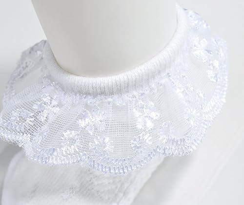 Miniatura 4 de EPEIUS - Calcetines con detalle de vuelo de encaje y ojales para recién nacidos, bebés y niñas pequeñas (paquete de 2346)