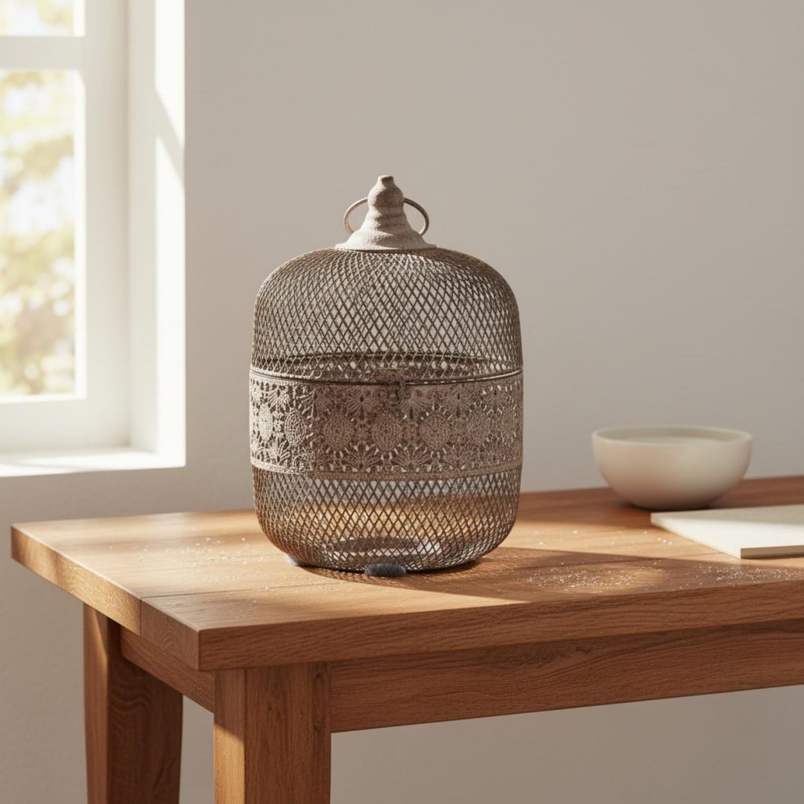 Vintage Kerzenhalter aus Eisen mit Einzigartigem Vogelkäfig-Design Und Dekorativem Offenen Band für Sanfte Lichtwirkung für Wohnzimmer Schreibtisch Regale Geschenke, Hoch