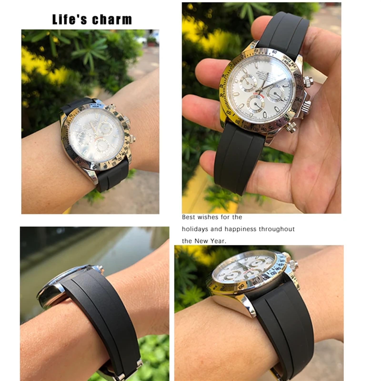 19mm 20mm 21mm Cinturino in Gomma per Rolex Yacht Master Submariner Daytona GMT Cinturino OYSTERFLEX DEEPSEA Silicone Strumenti Cinturino