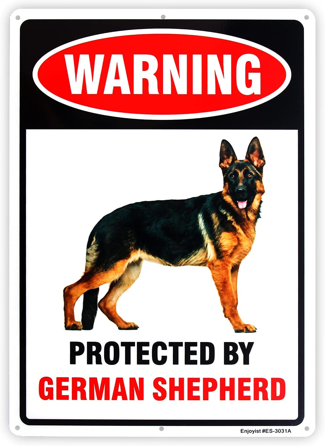 Protected by German Shepherd Sign，Beware of Dog Sign, 14"x 10" .040 Rust Free Aluminum – Reflective, UV Protected and Weatherproof