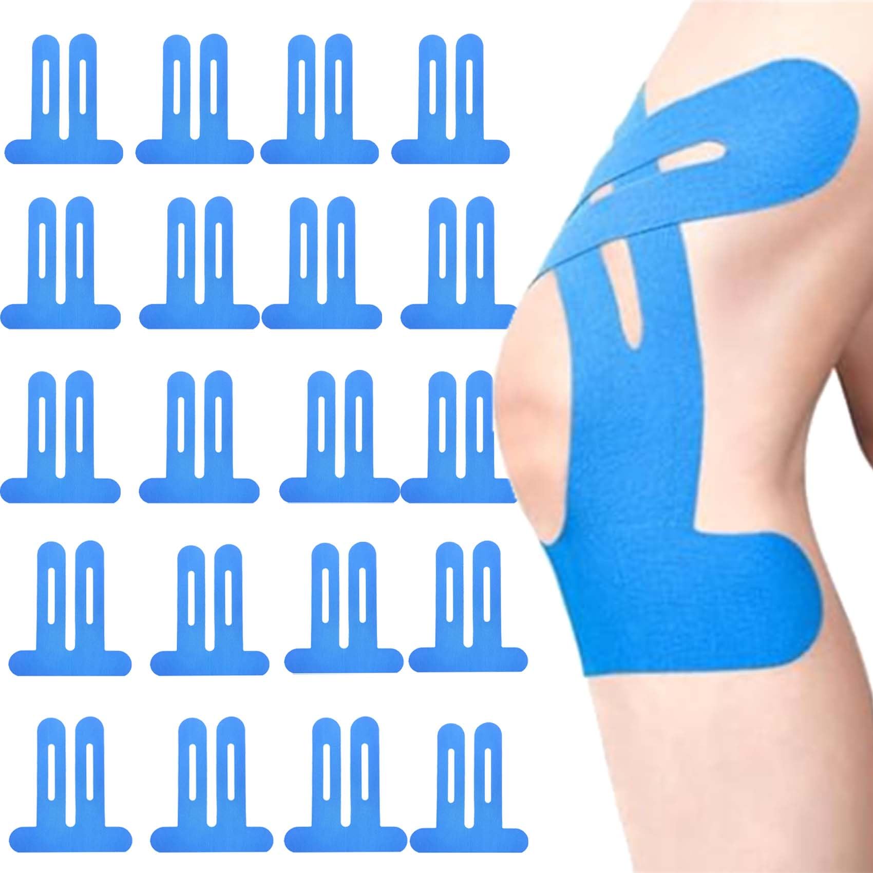 Tape Kniegelenk, 20er-Pack Knie-Tape, Hautfreundlich, Ergonomisch, FüR Sport Und Alltag, Atmungsaktiv & Wasserfest (20PCS,Blau)