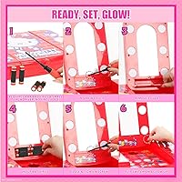 Vista 8 de Hello Kitty and Friends Beauty Vanity Set with Light-Up Mirror, Includes Lip Gloss, Eyeshadow, Blush, Brushes, Nail Polishes, AA Batteries Not