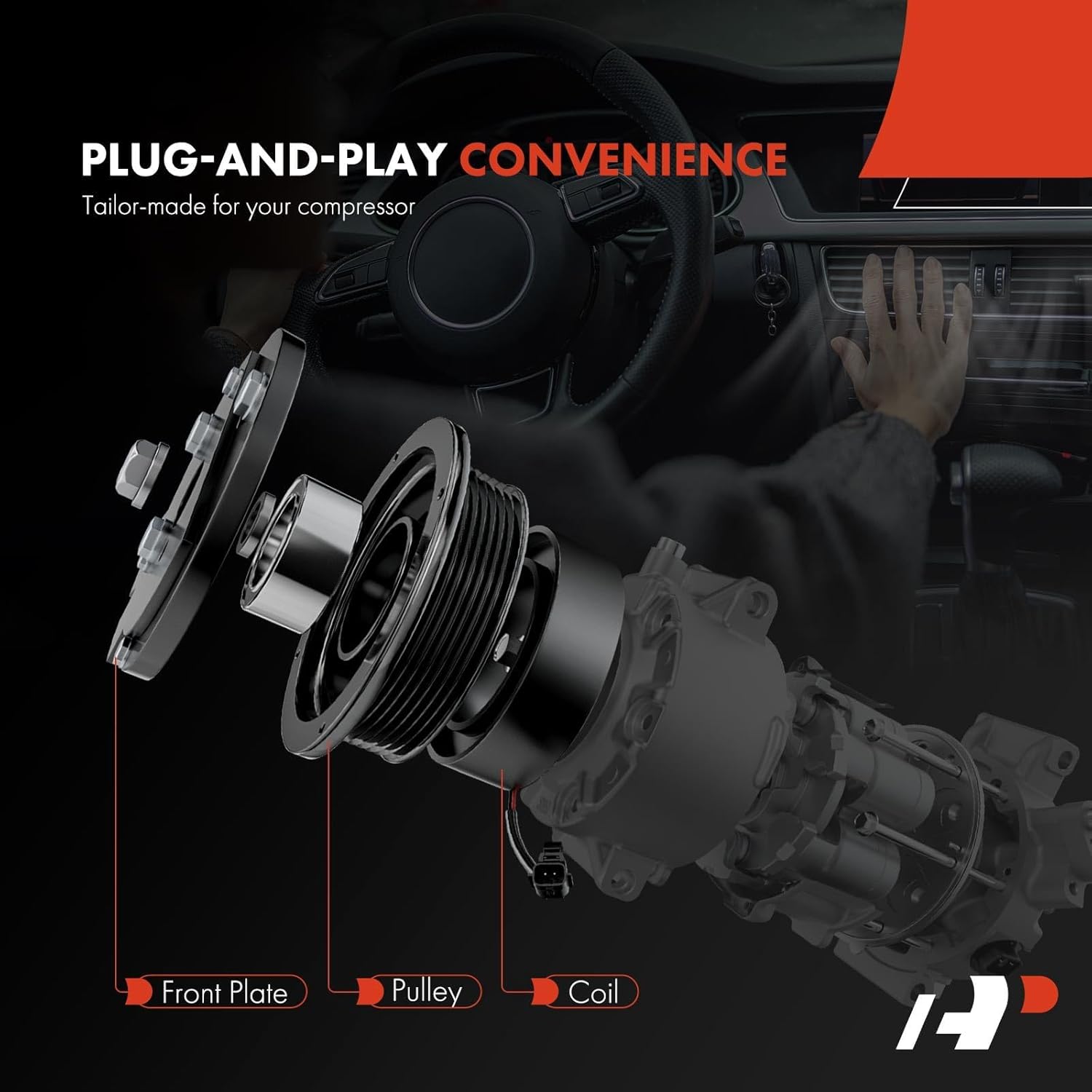 A-Premium Air Conditioner AC Compressor Clutch Kit Compatible with Subaru Forester 2007-2013, Impreza 2007-2014, WRX 2012-2015, WRX STI 2014-2020, 2.0L 2.5L