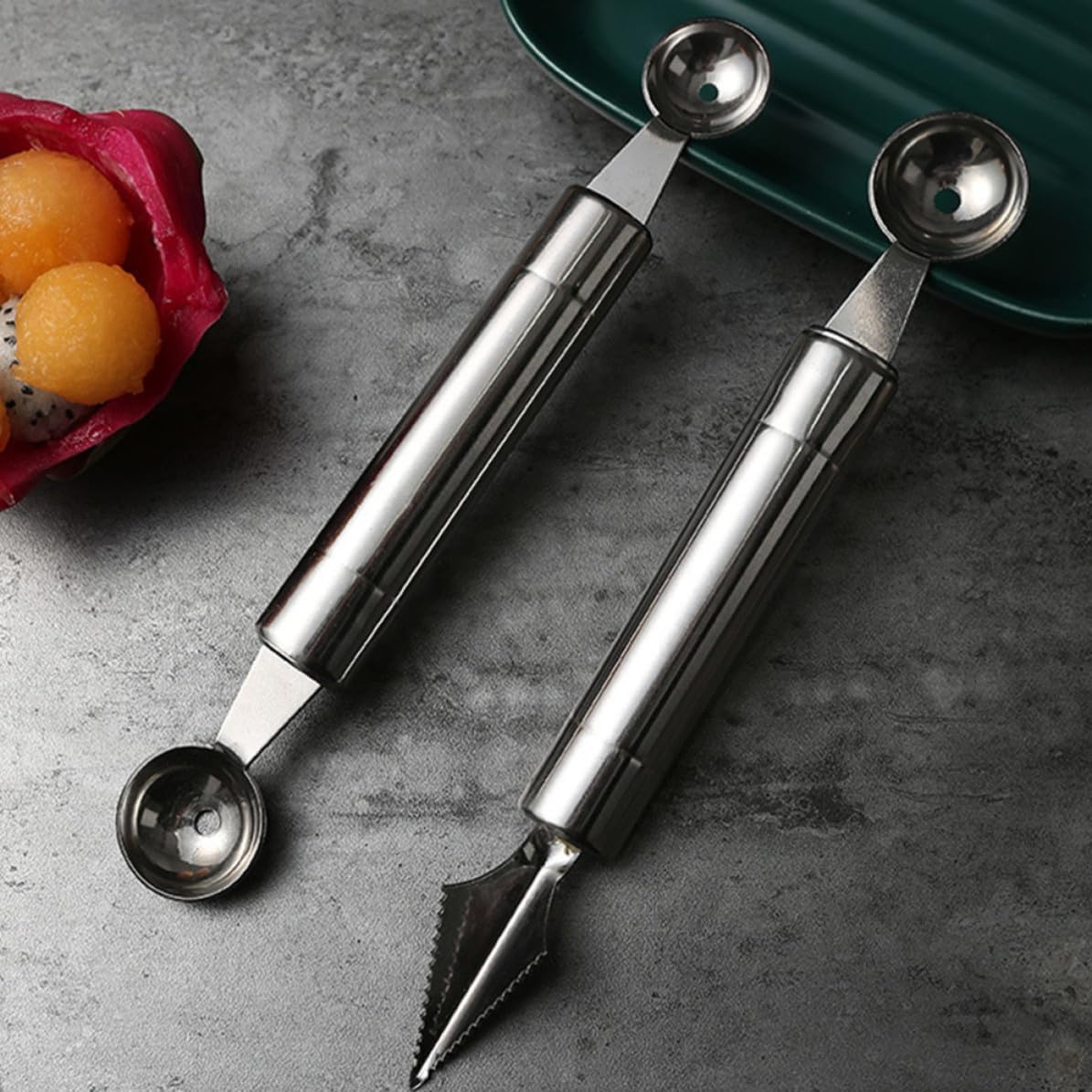 Stainless Steel Fruit Scooping Spoons for Kitchen Fruit Carving