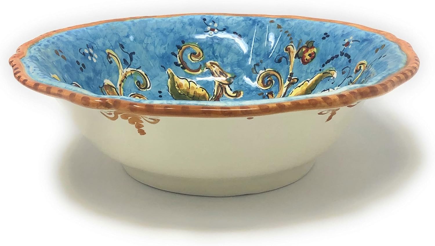 CERAMICHE D'ARTE PARRINI - Italian Ceramic Art Pottery Serving Bowl for pasta,riso, salad, Pattern Lemons Amalfi Made in ITALY Tuscan Florence