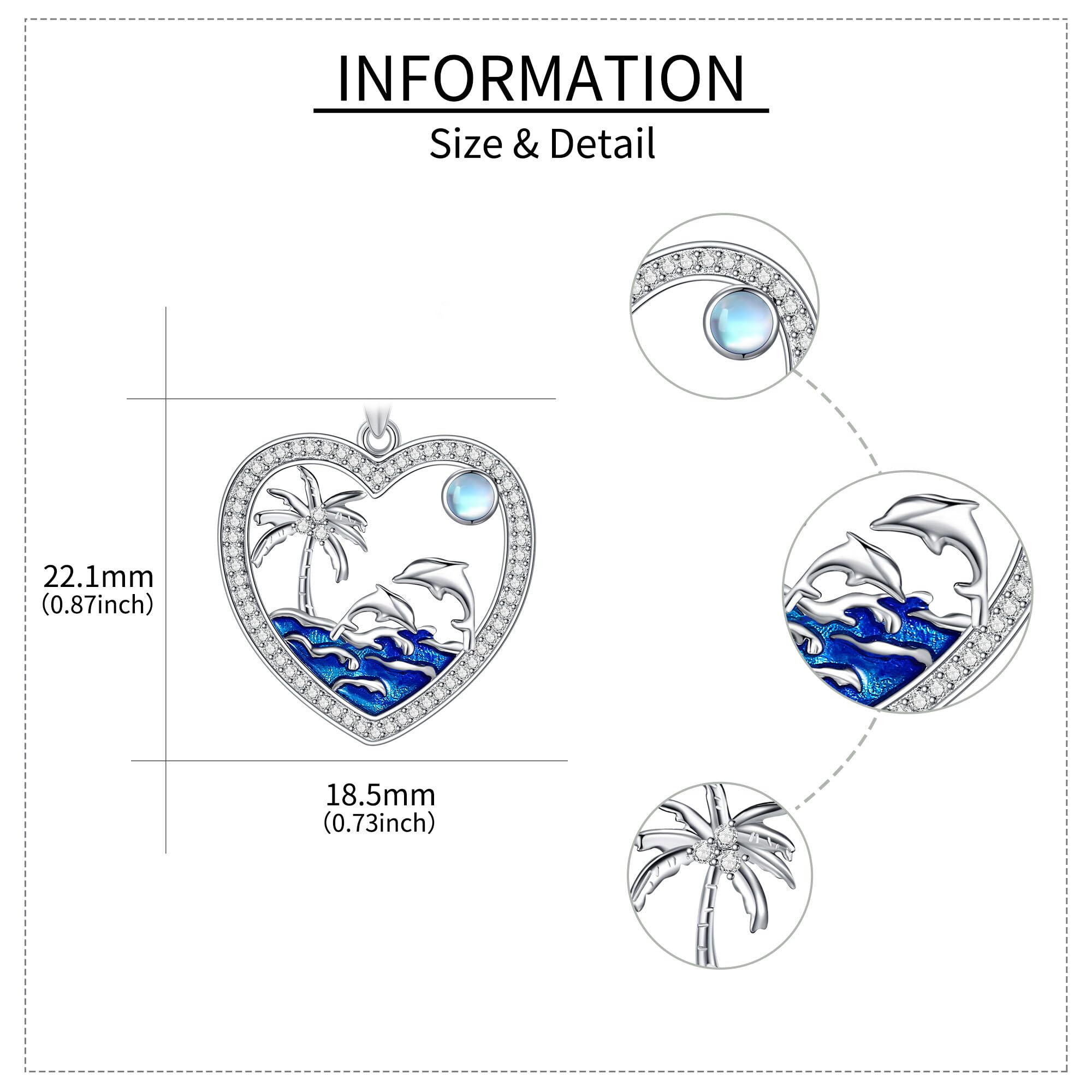 ONEFINITY Delfin Halskette 925 Sterling Silber Palmen Anhänger Halskette Ozean Delfin Schmuck Geschenk für Frauen Mädchen