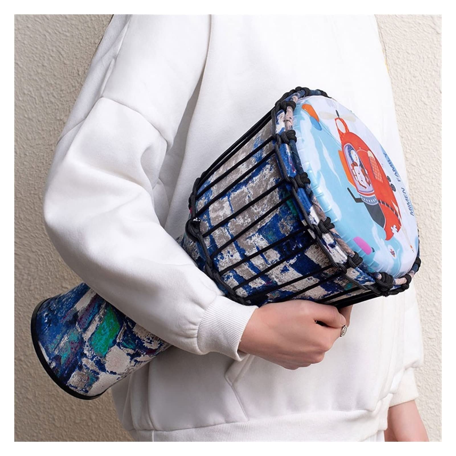 TSTS Djembé Djembe pour Tambourin pour Enfants Débutants Abdos Dessin Animé Tambourin De Tissu Coloré De 8 Pouces De 8 Pouces