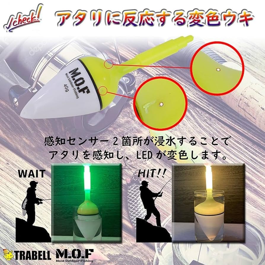 Amazon.co.jp: 変色電気ウキ 40g50g選択可 10個 電池付属 沈むと