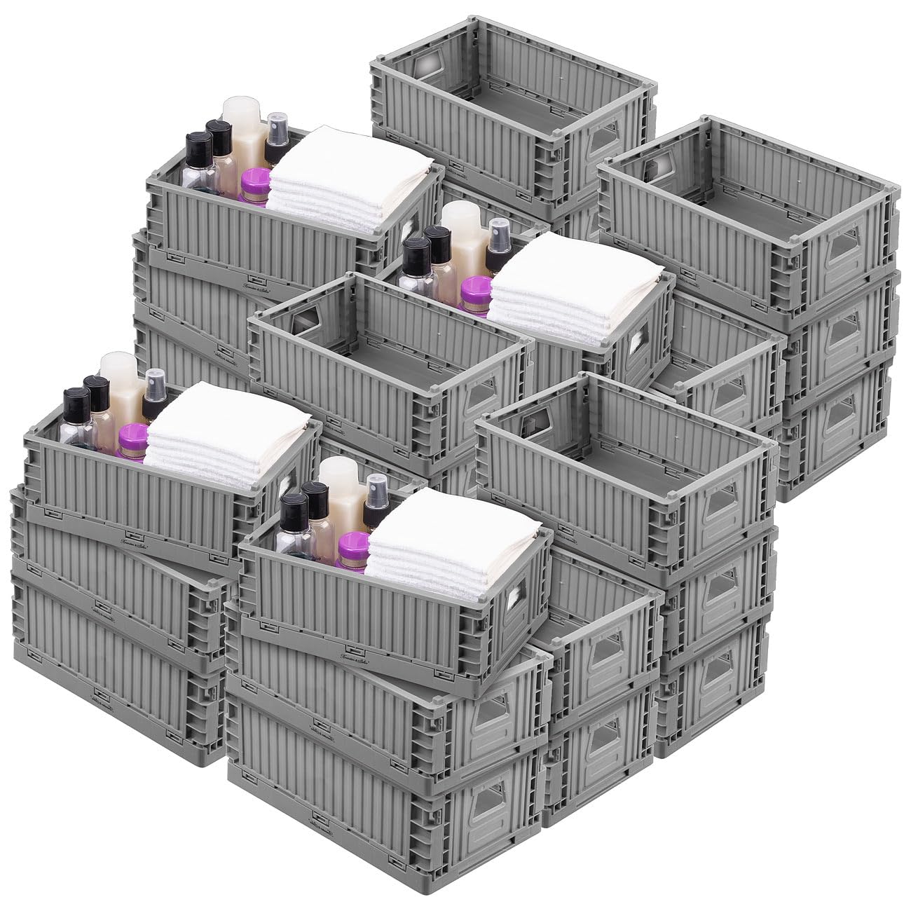 32-set Cajas de almacenamiento de plástico, apilables, 21 x 14 x 8 cm