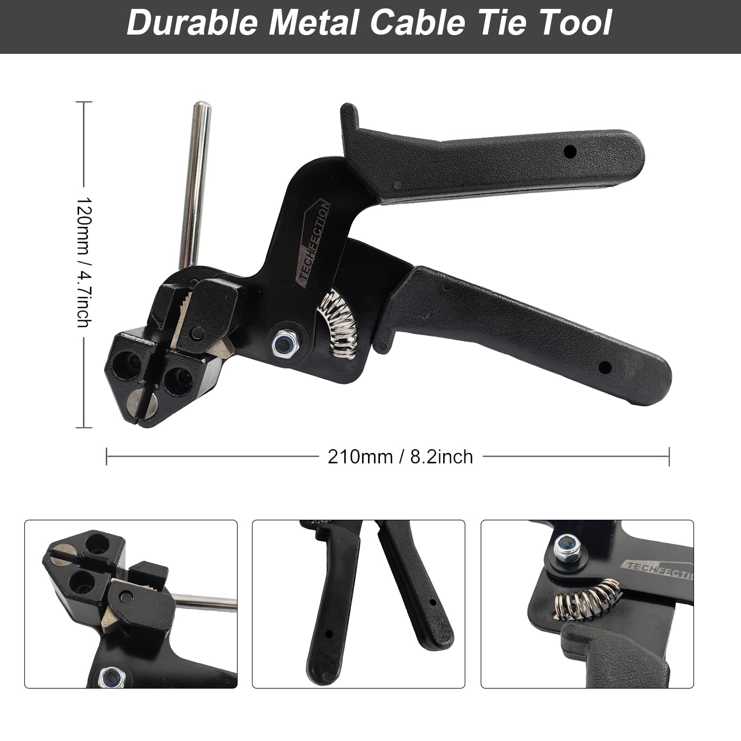 Kit 200 Colliers Serre-Câbles Acier Inox + Pistolet Tendeur - 4.6x270mm - Grade 304
