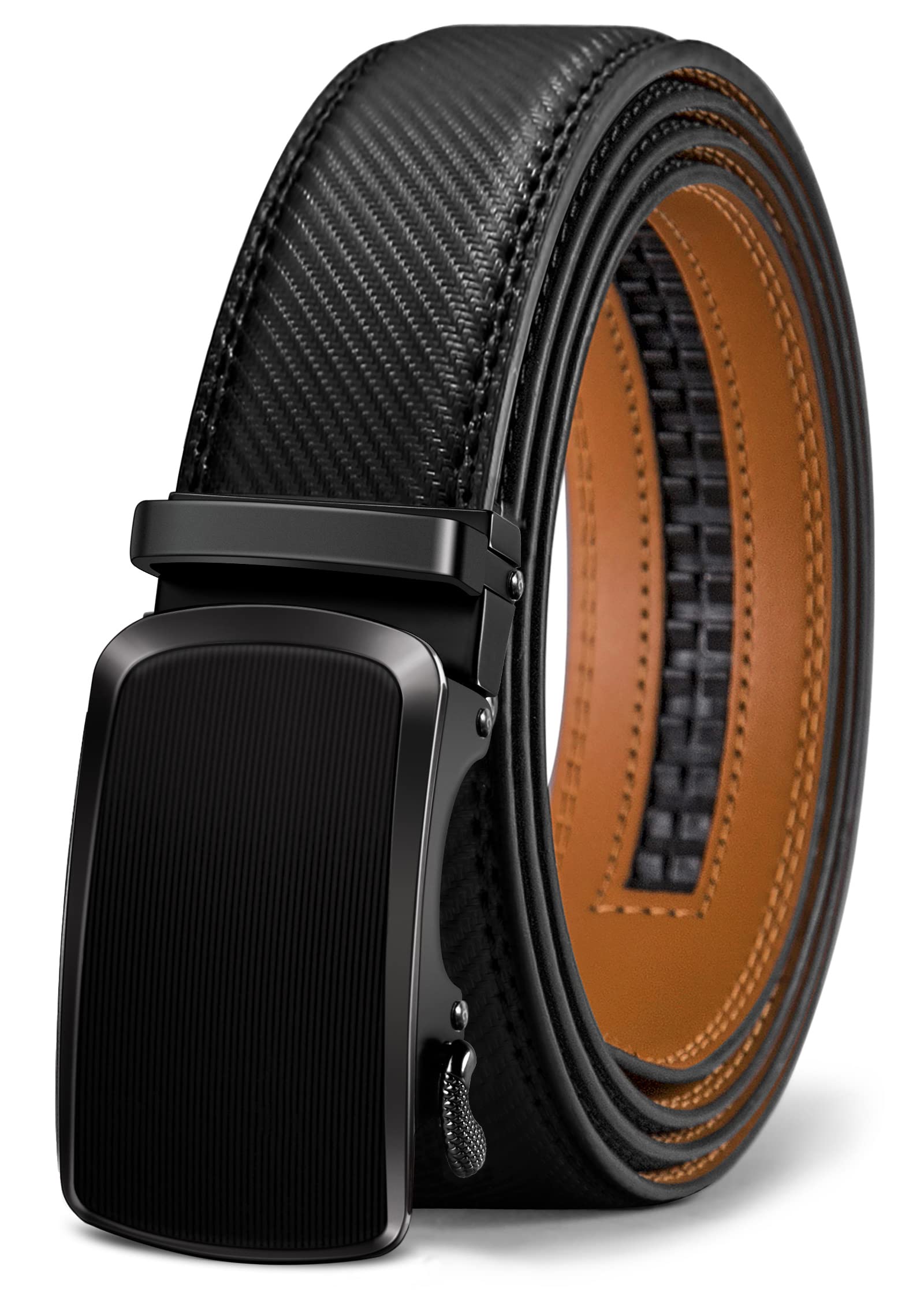 KEMISANT Cintura Uomo, Cintura Uomo Pelle Cricchetto Automatica Fibbia 35mm,Trim Regolabile per Adattars