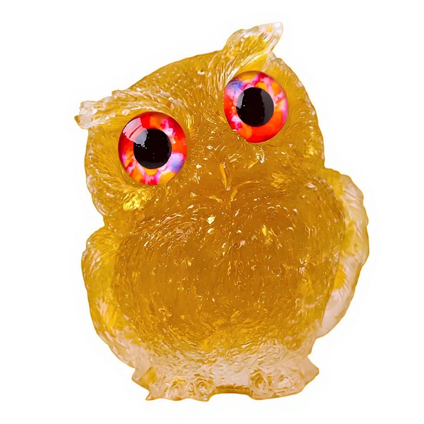 sugerou Crystal Owl Statue, Natural Healing Gemstone Figurine for Home Office Decor, Reiki Spiritual Energy Symbol Ornament, Waterproof Resin Hand-Painted Animal Gift Yellow