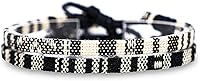 Made by Nami 2-Pack Black & White Boho Surfer Bracelets - Waterproof Adjustable Handmade Braided Unisex Set for Beach Hippie Style