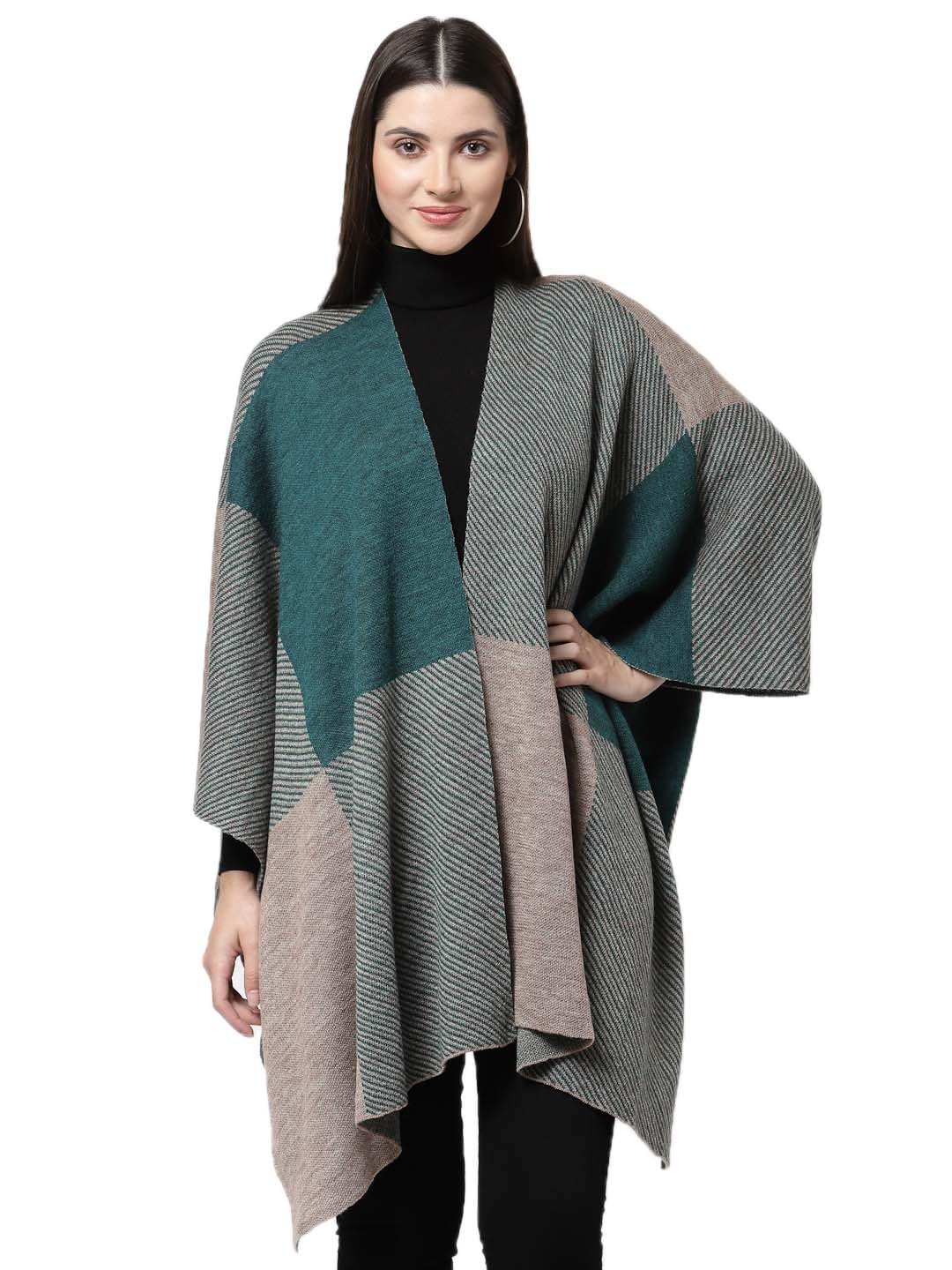 Woolen Acrylic Winter Kimono Shawl Warm Open Front Poncho Cardigan Shrug Style Wrap-image-45