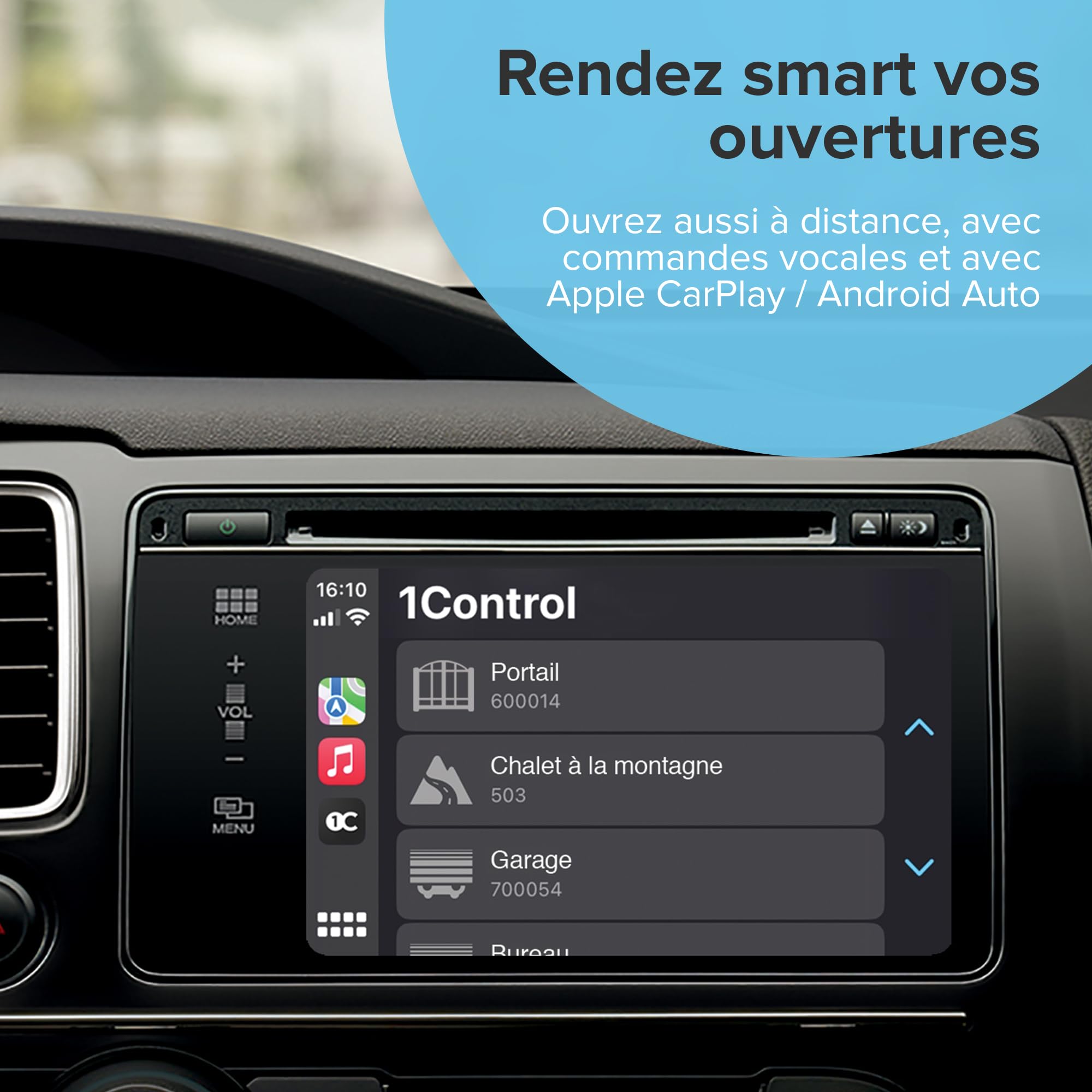 1Control Solo + Link Ouvre-Portail Connecté avec Ouverture à Distance – Ouvrez Portail et Garage avec Smartphone/App, Alexa, Google Home – Compatible 750+ Télécommandes Rolling Code – Wi-FI Bluetooth