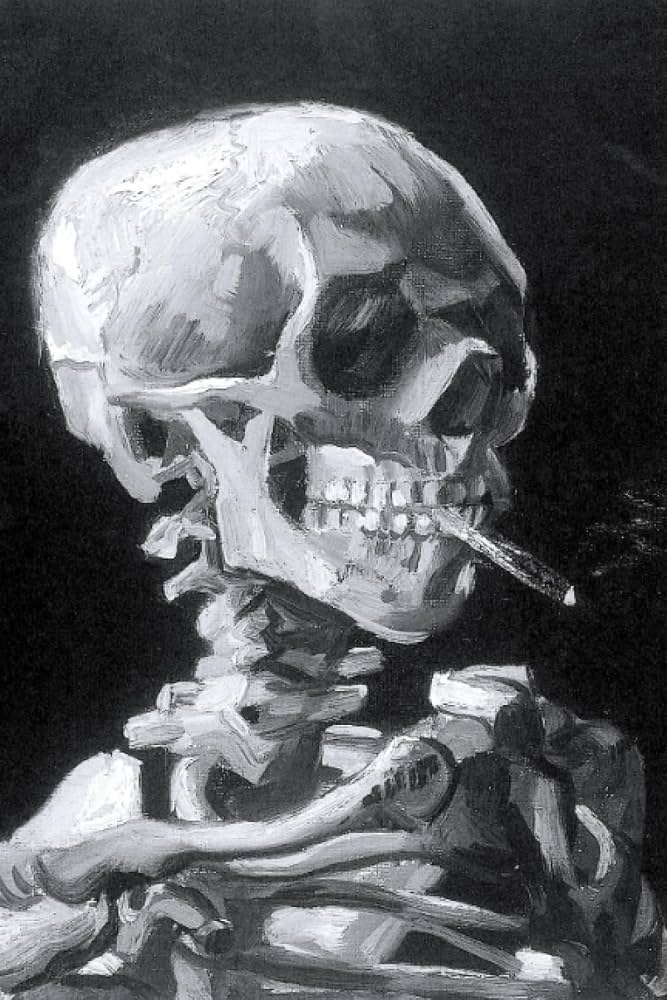 Amazon.fr - Skull of a Skeleton with Burning Cigarette (Black and White) -  Vincent van Gogh: 120 Lined Pages 6" x 9" Journal Diary Notepad - Leonard,  Vinnie - Livres
