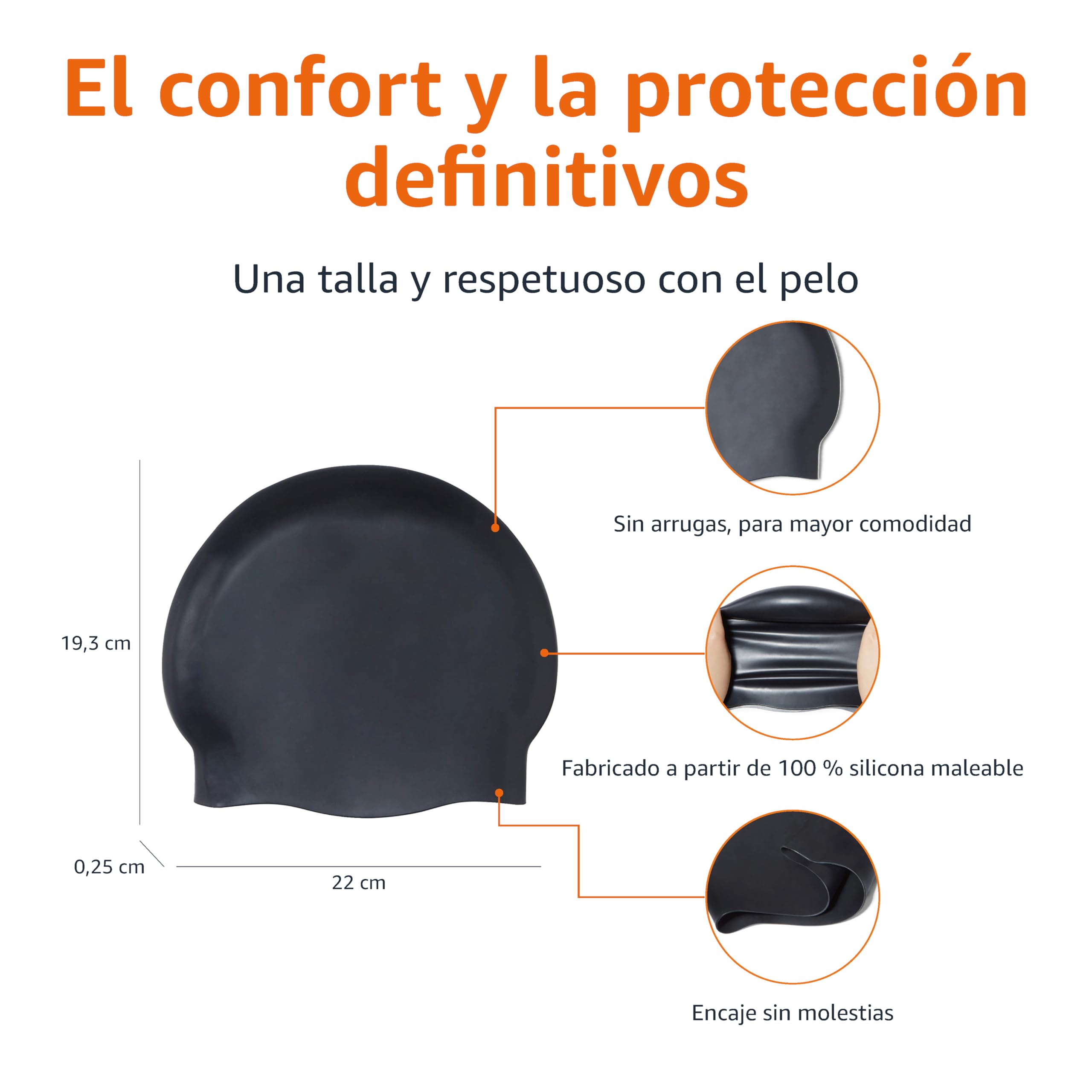 Amazon Basics Gorro de natación silicona no se arruga