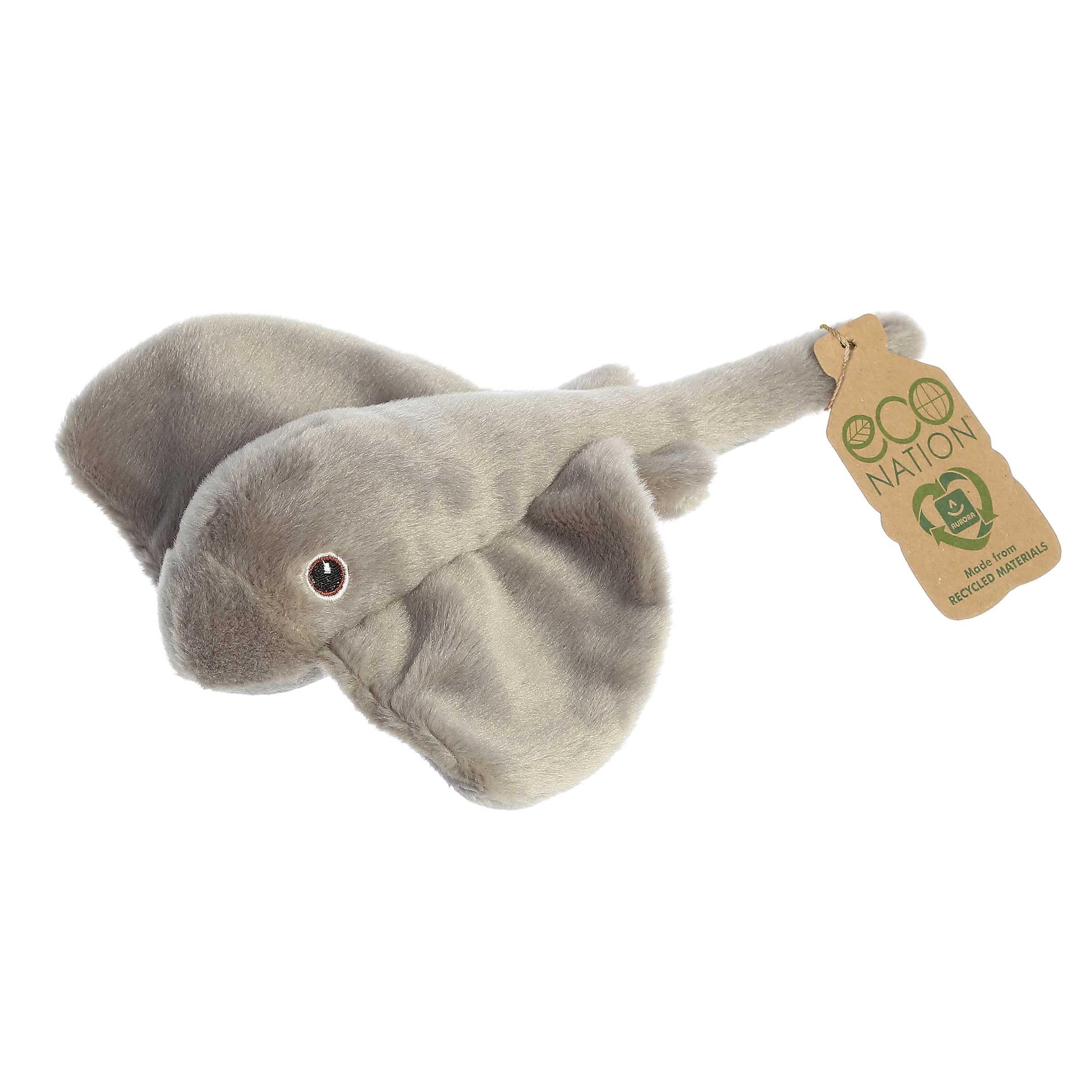 Aurora® Responsibly Made Eco Nation™ Eco Softies™ Stingray Stuffed Animal - Ideal for Playtime Adventures - Perfect for Birthdays or Just Because - Grey 9.5 Inches