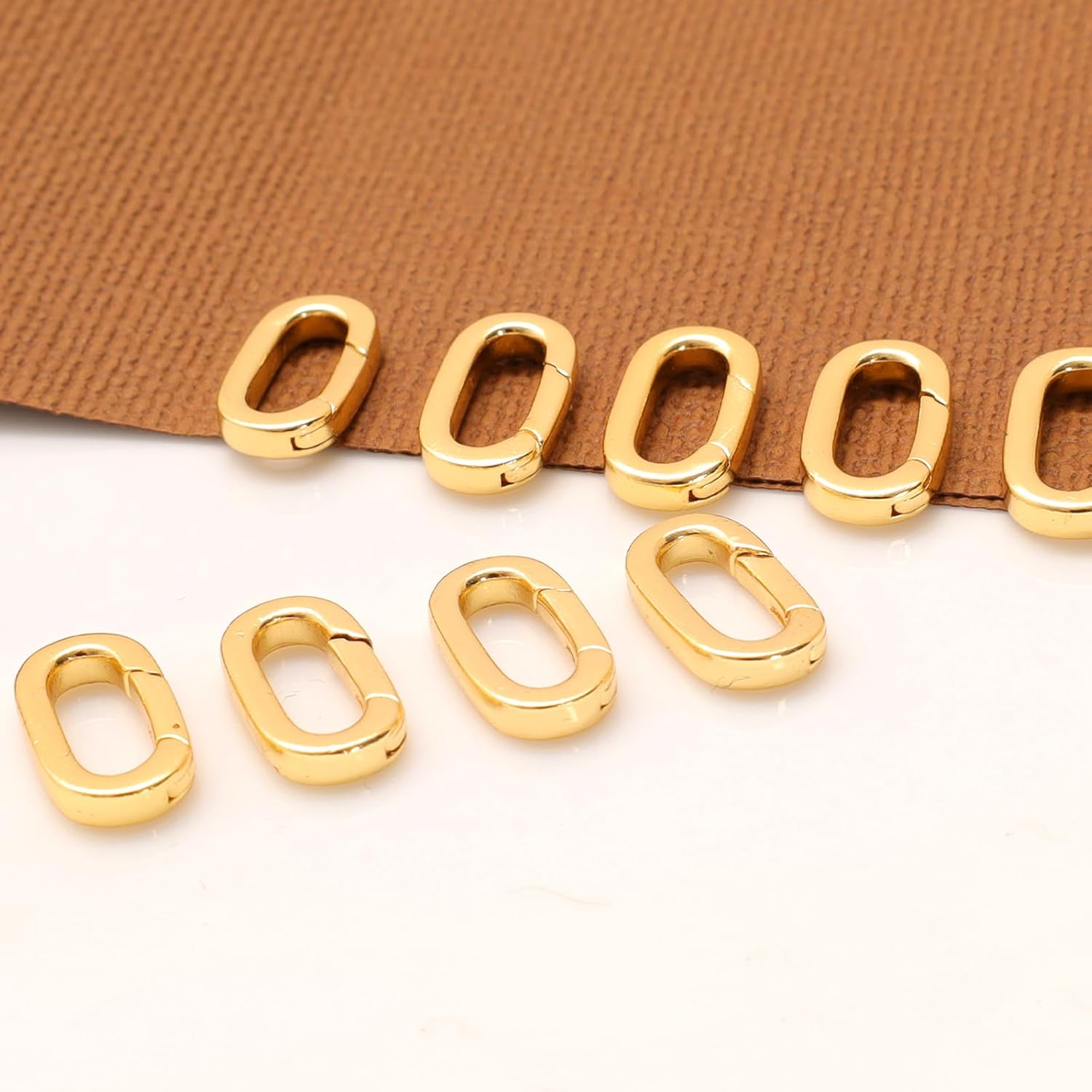 10 Pcs 18K Gold Oval Clasp Spring Claps Connector Necklace Connector Spring Clasps Keychain Carabiner Lock Clasps for DIY Jewelry Necklace Bracelet Making Key Rings (S(0.55x0.32x0.08in), Gold) - Image 6