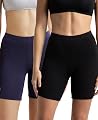 Jockey 1529 Women's High Coverage Super Combed Cotton Elastane Stretch Shorties with Concealed Waistband (Pack of 2)_Bla
