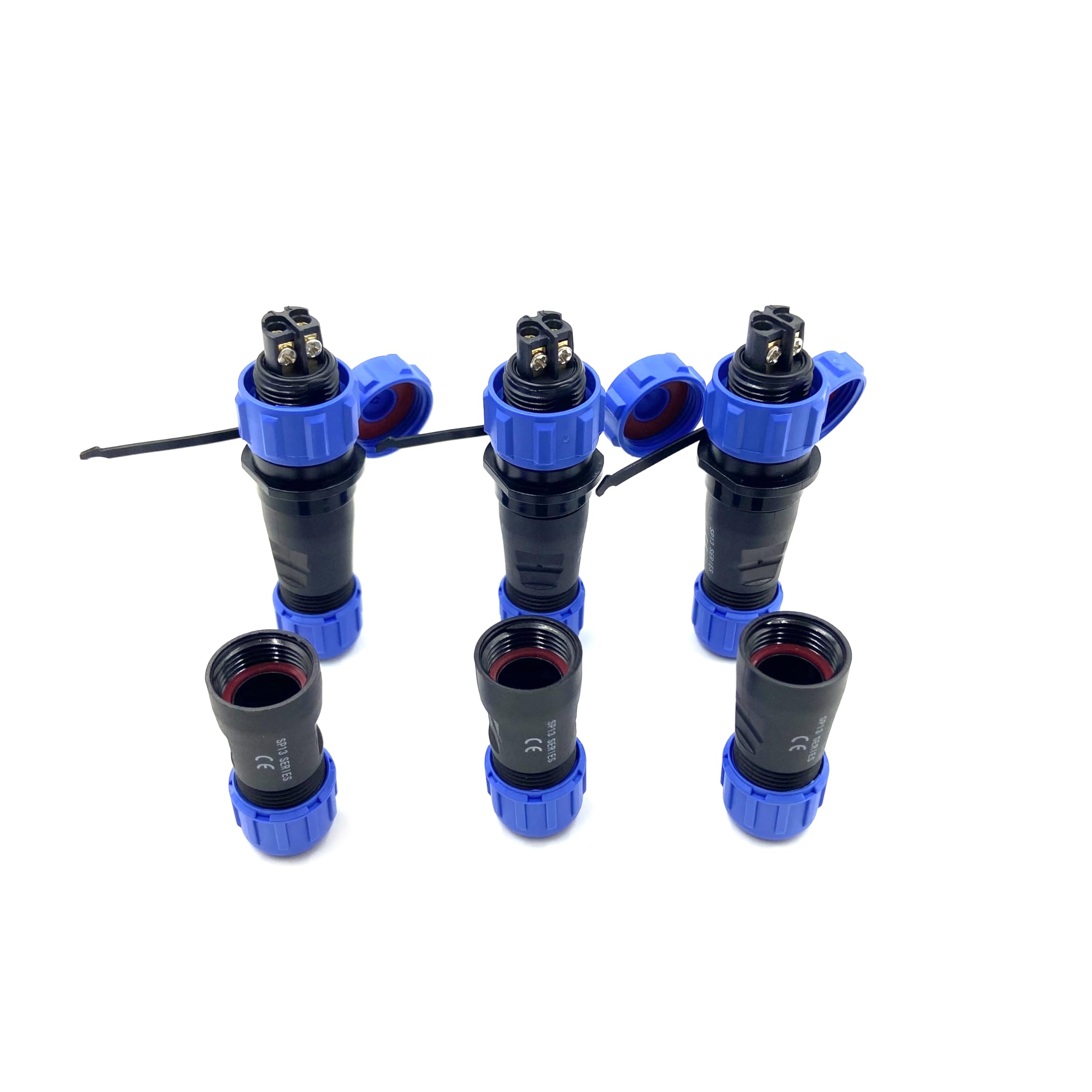 3 connettori per aeronautica SP13 2 poli, IP68 2 pin, spina aviazione senza saldatura, spina impermeabile per lampade esterne, 250 V 13 A (14 AWG cavo a vite crimpatura)