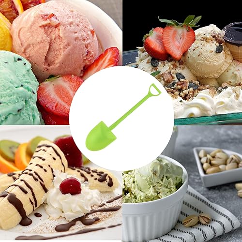 Vista 24 de Cucharas con forma de pala, lindas cucharas de postre de plástico desechables, palas de cuchara de postre de helado, 100 unidades, color negro, 4.7