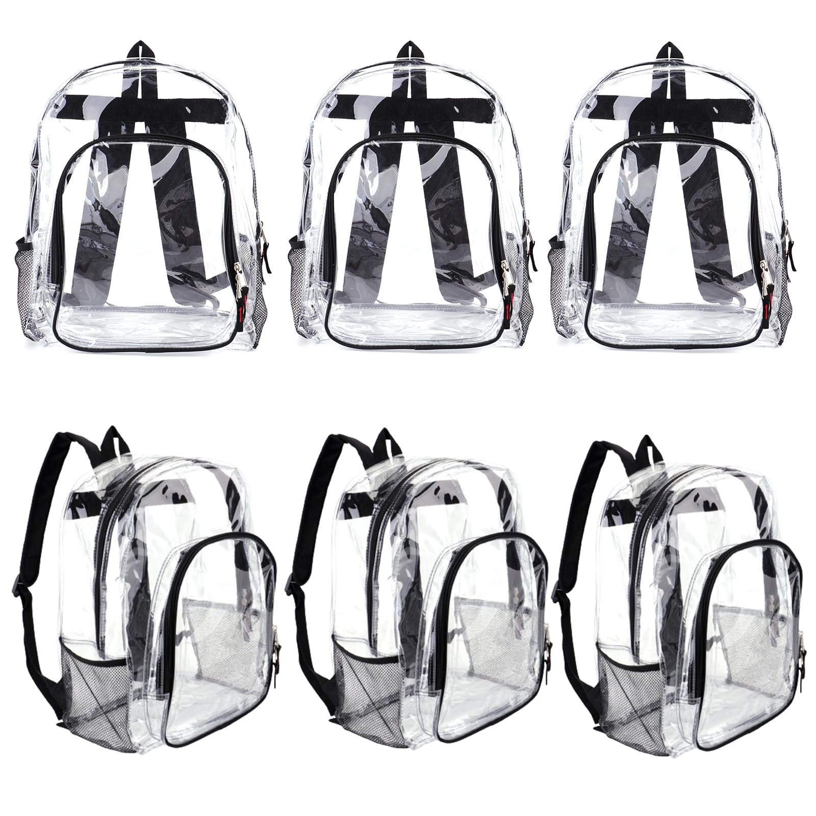 JOMPARO 24 Pack Bulk Clear Backpacks PVC Clear Bookbags See Through Backpack for Kids for School