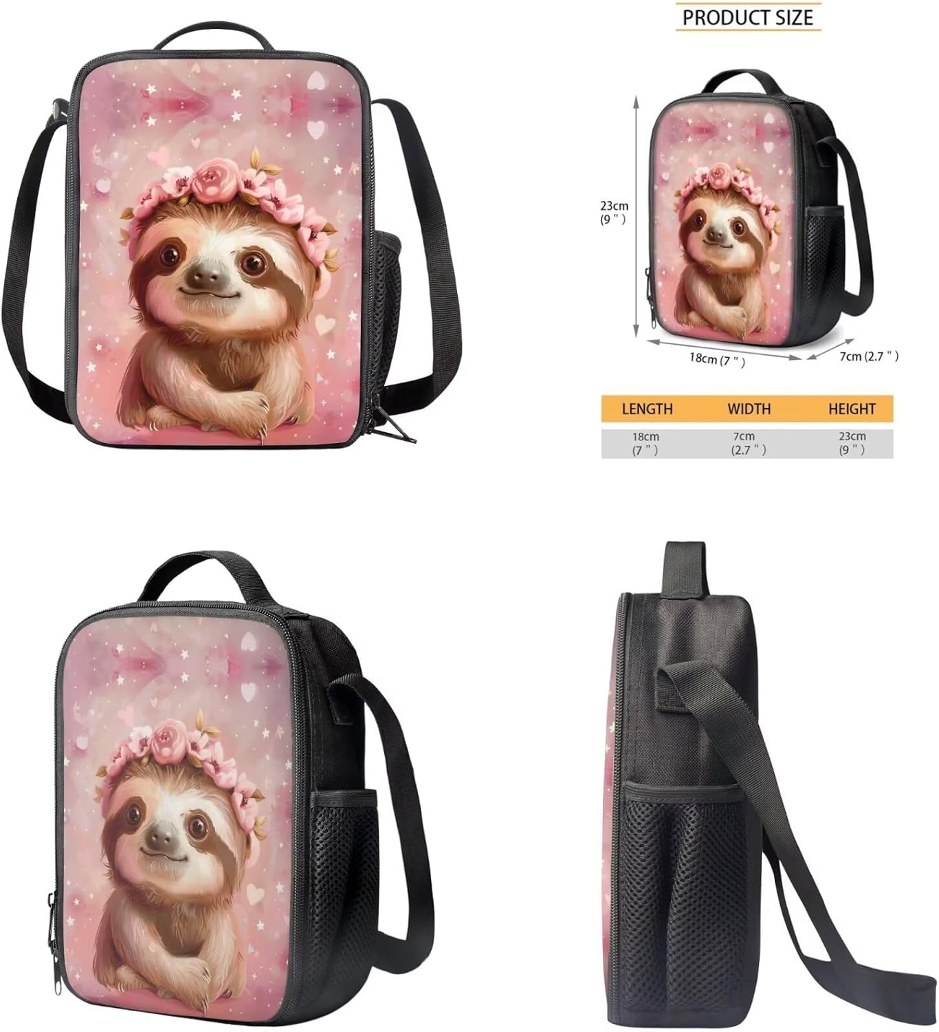 Flashideas Cute Sloth School Backpack Set of 3 with Lunch Box Pencil Case Kids Backpack for Boys School Backpacks Multifunctional Pencil Case for Kindergarten Preschool Elementary