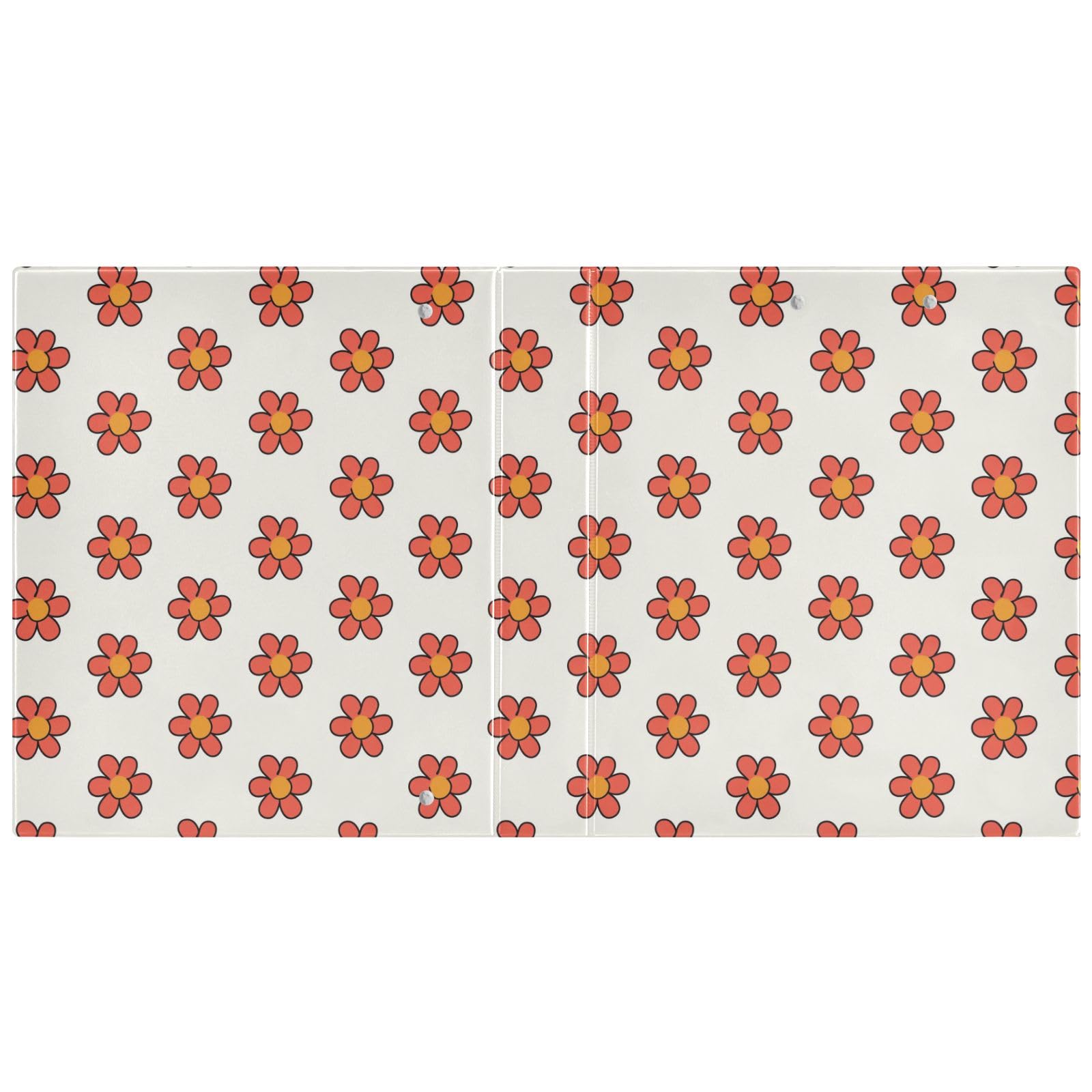 Raccoglitore a 3 anelli con piccolo fiore rosso, rotondo da 3,8 cm, contiene 200 fogli con 3 tasche interne in PVC trasparente, per scuola e ufficio