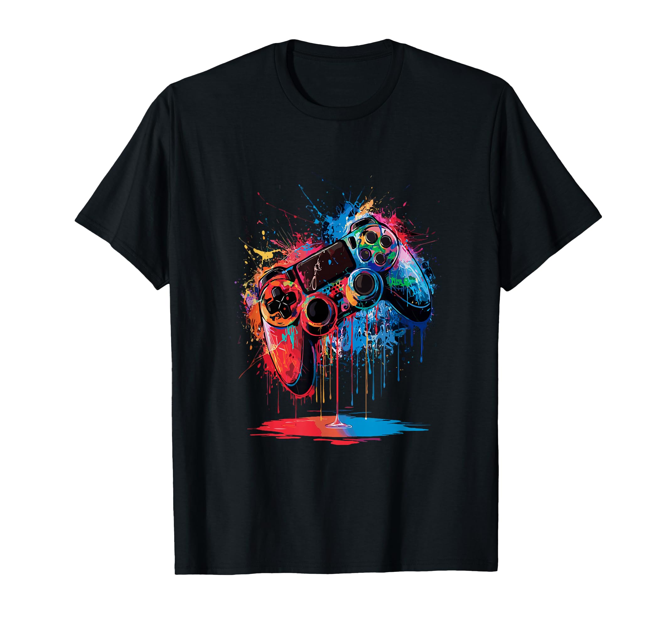 Gamer Video Game Control Pad Paint Dripping Gaming T-Shirt