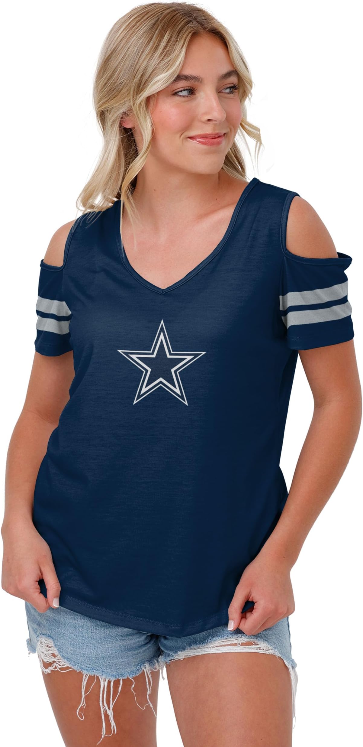 NFL Womens NFL Ladies Fashion Cold Shoulder Top Shirt