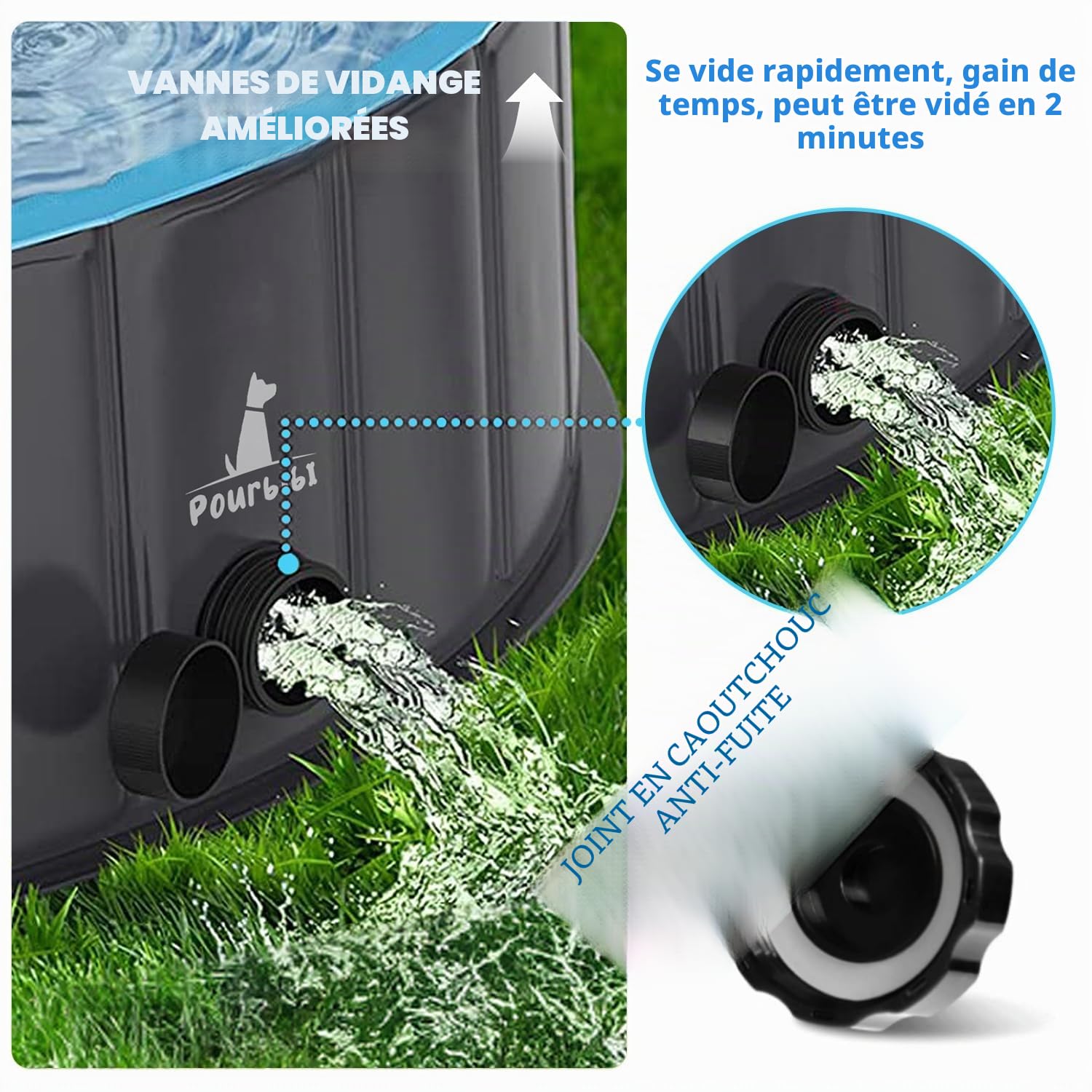 Pourbibi Piscine pour Grands Chiens, Bassin de baignade Pliable pour Chien, pataugeoire pour Chien, Baignoire PVC Portable pour Chien, Piscine pour Chiens Grands et Petits, 160 x 30 cm