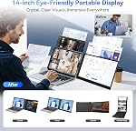 Blackview Extendeur d'écran portable, 0.6 kg & 4.5 mm Ultra-léger & Mince, 14" FHD 1080P IPS Extendeur d'écran portable portable, moniteur double voyage pour 13-17.3",Plug & Jouer pour Windows/Mac/Android/Switch